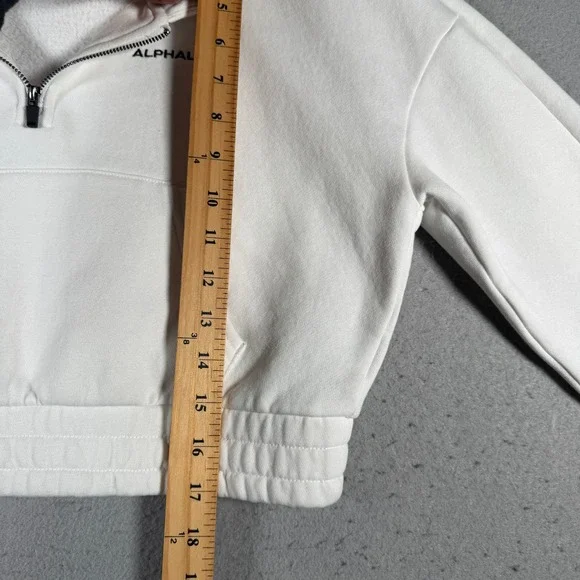 Alphalete White Cropped Quarter Zip Hoodie Sweatshirt Athletic Small Comfort Gym - Picture 8 of 14